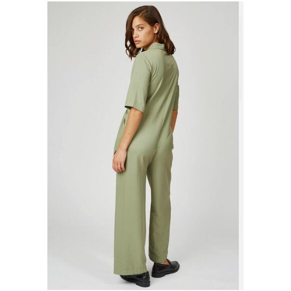 NWT Silk & Salt Olive Green Plus Wide Leg Utility The Rubin Jumpsuit Size XXL - Picture 3 of 14